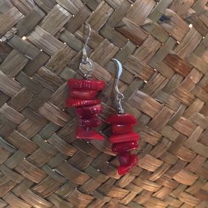 Coral Earrings with Sterling Silver Ear Wire